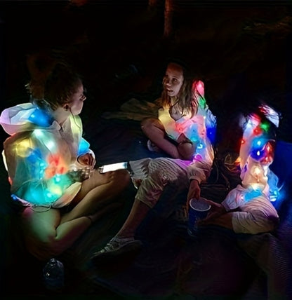 LED Light Up Party Jacket for Adults – Glowing Rave Costume Unisex Luminous Coat for Halloween, Christmas, Dance Parties & Festivals, Battery Powered, Washable Polyester, Sizes S-XXL