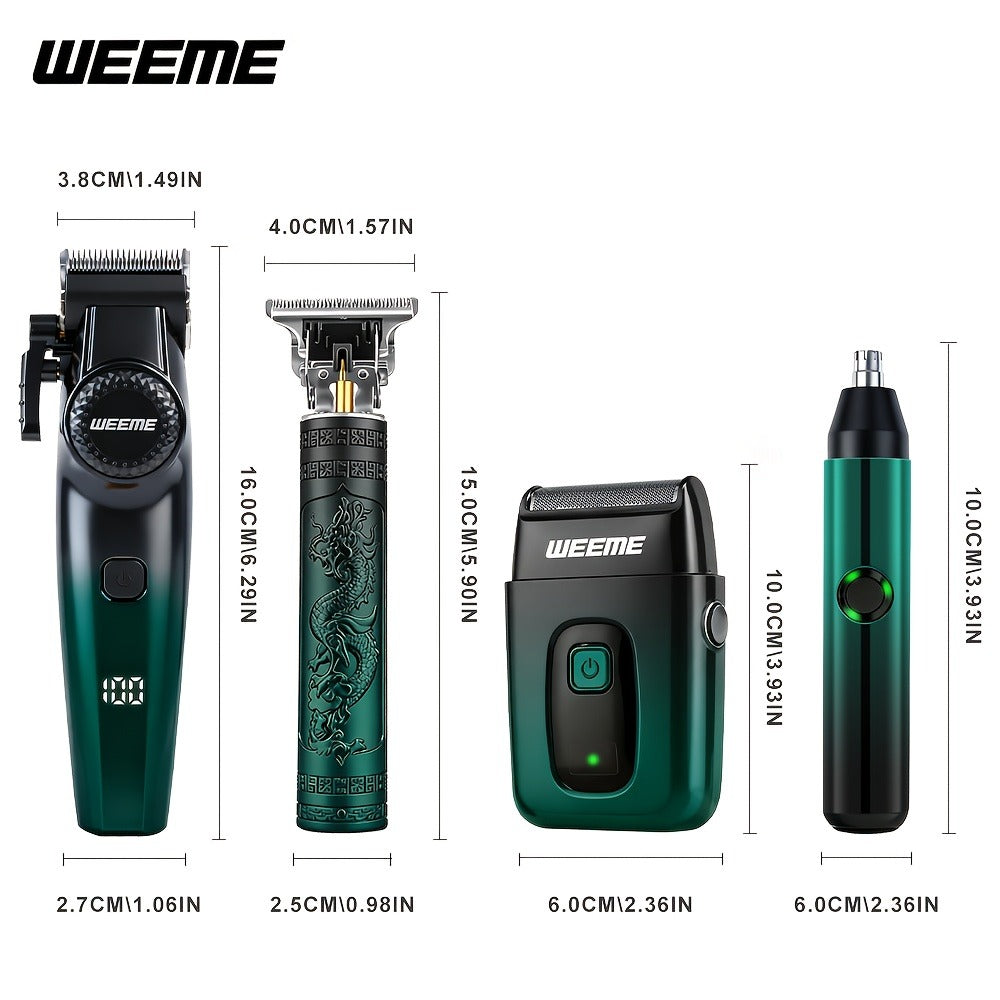 Men's Grooming Gift Box Set – Dragon & Phoenix Design, 2/4pcs Kit with Shaver, Hair Clipper, Nose Hair Remover & T9 Detail Trimmer for Shaving, Hair Cutting & Nose Hair Removal