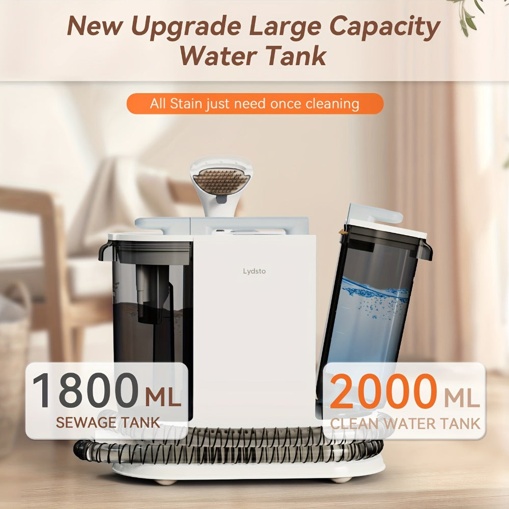 Lydsto Portable Carpet Cleaner 2-in-1 Wash & Dry | 12KPa Suction Fabric Shampooer with Self-Cleaning, 2000ml Tank, Dual Brush Heads – Deep Cleans Sofa, Car Seat & Upholstery
