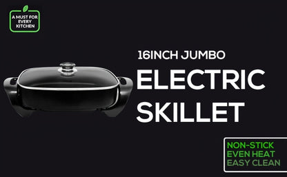 Electric Skillet 8 Quart Non-Stick Copper Deep Dish – 16x12 Large Electric Frying Pan with Tempered Glass Vented Lid, Adjustable Thermostat, Dishwasher Safe, Perfect for Family Meals & Entertaining