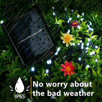 Solar LED Fairy String Lights IP65 Waterproof – 40FT or 80FT with 8 Lighting Modes for Independence Day, Christmas, Wedding, Garden & Yard – White, Warm White, Multi Color, Purple, Orange & Blue