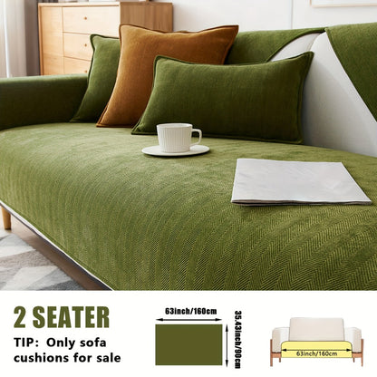 Chenille Ribbed Sofa Cover - Pet Friendly Non-Slip Machine Washable Soft Stretch Slipcover for 1-4 Seater Sectional Sofa Living Room Bedroom Office, 9 Colors
