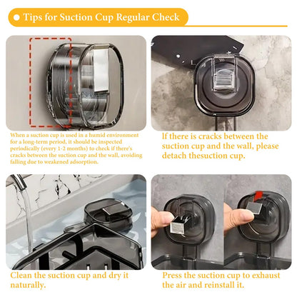 Suction Cup Shower Caddy with Towel Holder Bar, Wall-Mounted Bathroom Shelf Organizer for Shampoo Soap, Heavy-Duty Floating Shower Shelves, Strong Adhesive No Drilling