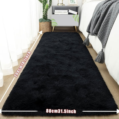 Tie-Dye Plush Fluffy Mat Absorbent Non-Slip – Luxury Soft Bathroom Rug for Living Room & Bedroom, Modern Home Decor Floor Mat, 31.5x78.7 in – Light Grey, Dark Gray, Light Pink, Black