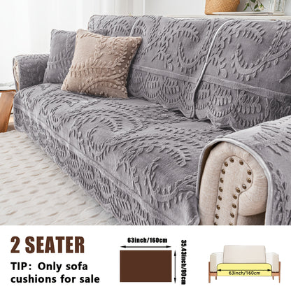 Faux Rabbit Fur Sofa Cover Thickened Quilted Plush Warm Non-Slip Machine Washable Pet Friendly Breathable Sofa Cushion for Living Room Bedroom Office - 2 3 Seater Large