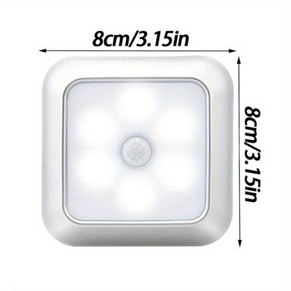 LED Night Light 4 Pack Motion Sensor Battery Powered Dusk to Dawn Smart Sensor Compact Nightlight Wall Mount Freestanding for Bedroom Bathroom Toilet Stairs Hallway Cool White