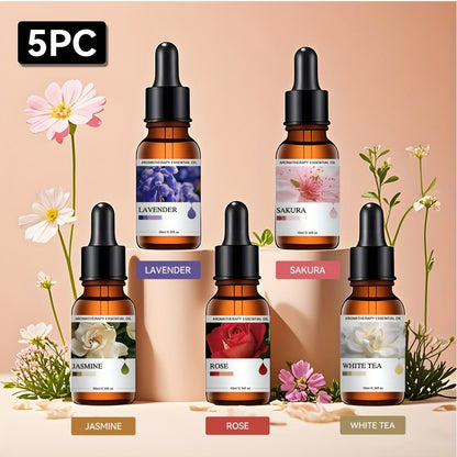 Essential Oil Gift Set 5 Pack Aromatherapy Oils Lavender Vanilla Eucalyptus Rose Jasmine for Diffuser Candle Humidifier Car Home Teacher Mother's Day Gift