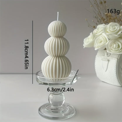 Scented Candle Wave Sphere Ball - Sandalwood & French Vanilla Fragrance, Geometric Home Decor Candle for Valentine's Day, Christmas & Special Occasions