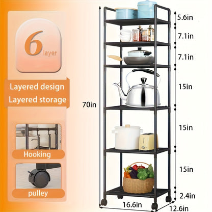 6-Tier Heavy Duty Storage Shelf Freestanding Metal Shelving Unit with Leveling Feet for Pantry Kitchen Garage Workshop - Space Saving Rack No Tools Required Easy Assembly Home Organization