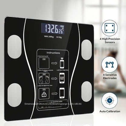Digital Bathroom Scale Body Weight Scale LED Backlit Display Tempered Glass 400lb Capacity Compact