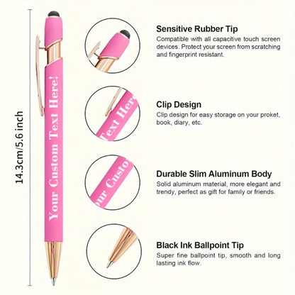 Custom Engraved Luxury Pens Bulk Set with Touch Tip & Soft Grip - Personalized with Logo, Name or Text, Elegant Gift Pens for Wedding, Birthday, Christmas, Office, Party Giveaways - 25/30/35/45/50 Pcs