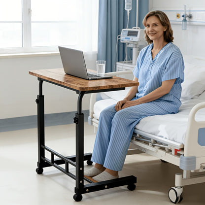 Overbed Table Adjustable Height – Hospital-Grade Nursing Bedside Table with Independent Storage Compartments for Elderly & Patient Care | Portable Auxiliary Tray Table, 8 Colors