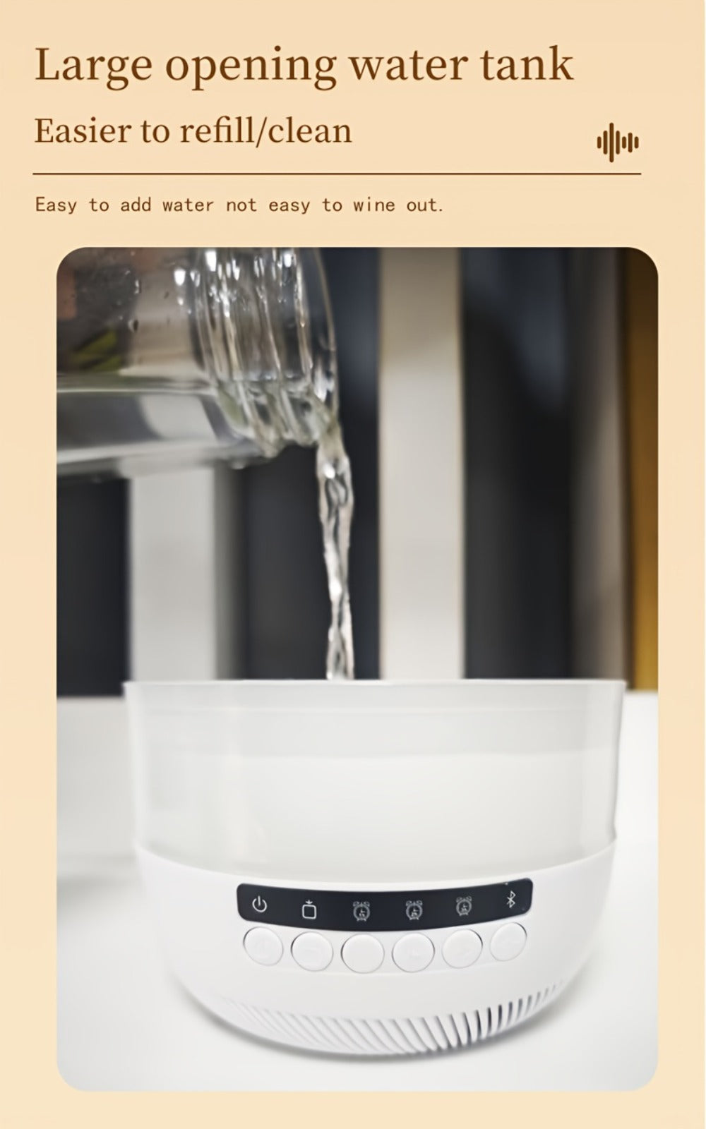 Cool Mist Humidifier with 7-Color Night Light Raindrop Music Design Dual Mist Output 26dB Ultra-Quiet 24H Operation Visible Water Level for Bedroom Living Room Office Gift