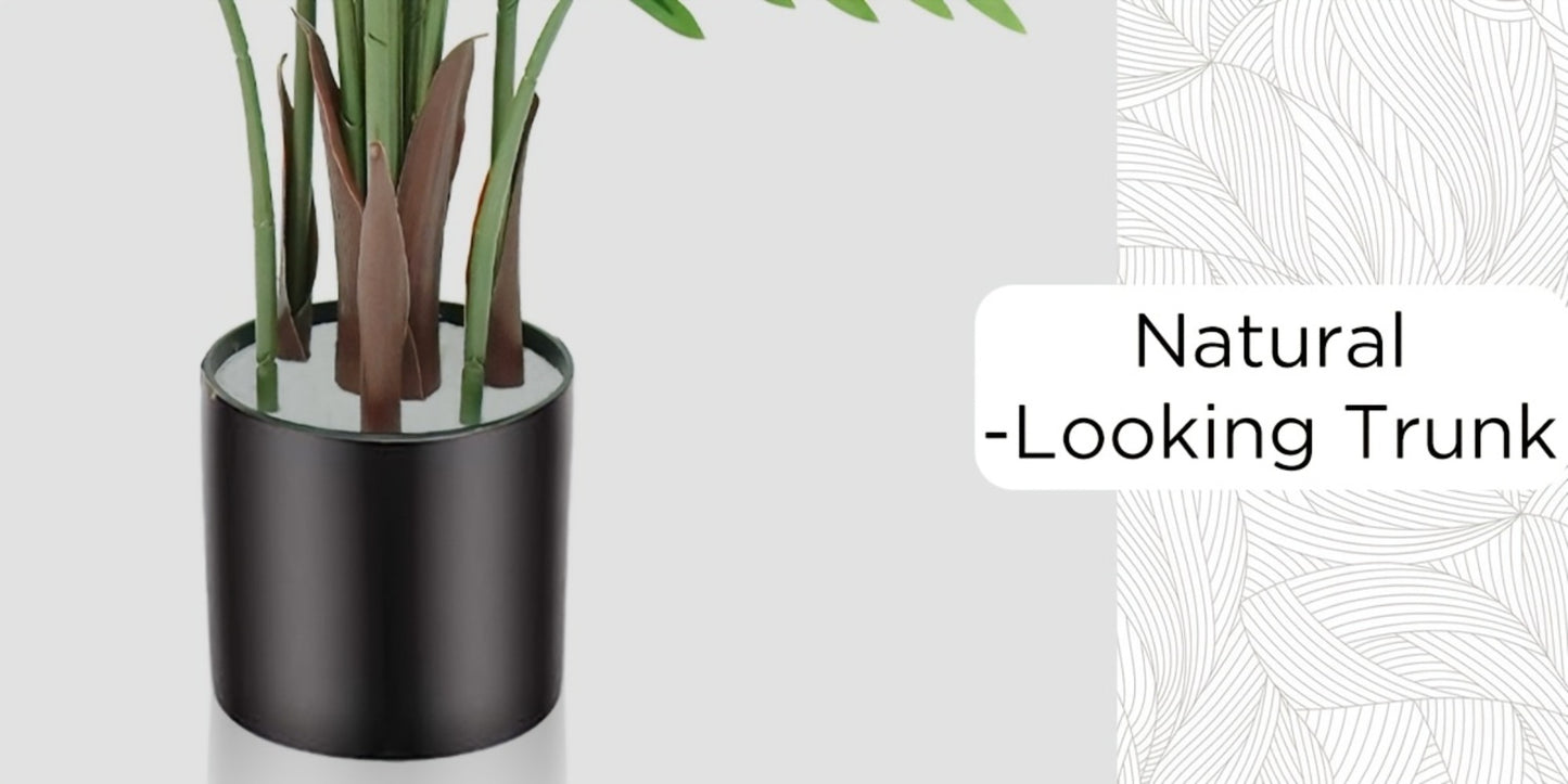 Artificial Palm Tree Fake Indoor Plant – 4/5/6FT Faux Tropical Areca Palm with Realistic Leaves, Planter Options, for Living Room Bedroom Office Patio Home Decor
