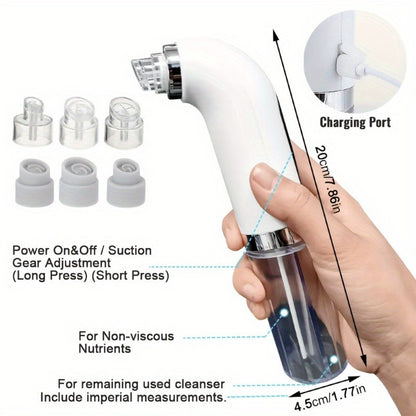 Pore Vacuum Blackhead Remover – 6 Interchangeable Heads & 3 Suction Levels, USB Rechargeable Electric Pore Cleaner, Visible Deep Cleansing Facial Extractor for Men & Women, All Skin Types