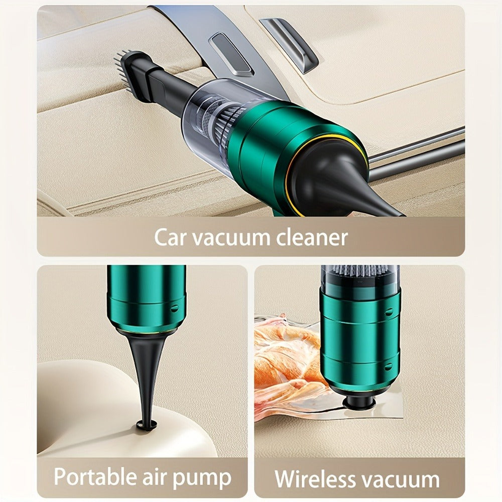 Mini Handheld Vacuum Cordless 4-in-1 Rechargeable | Portable Car Vacuum Cleaner & Air Blower & Hand Pump – Dust Buster for Keyboard, Car Interior, Inflate & Deflate, Green