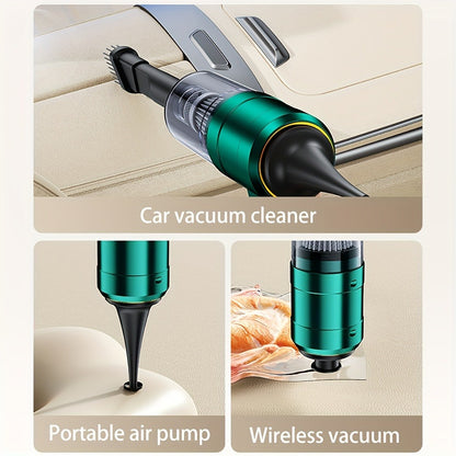 Mini Handheld Vacuum Cordless 4-in-1 Rechargeable | Portable Car Vacuum Cleaner & Air Blower & Hand Pump – Dust Buster for Keyboard, Car Interior, Inflate & Deflate, Green