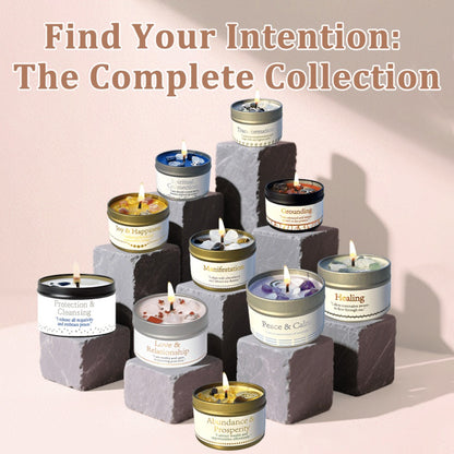 Manifestation Candles Scented Soy Wax with Golden Crystal – Law of Attraction Abundance Candle for Meditation, Yoga & Focus | Spiritual Gift for Women with Guidance Card | Christmas, Birthday, New Year