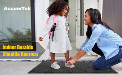 Chenille Doormat Absorbent Non-Slip Washable Indoor Outdoor Mat - Soft Shaggy Entryway Rug for Muddy Paws, Pets & Dogs | Machine Washable Front Door Mat in 18 Colors & 5 Sizes | Anti-Slip Rubber Backing