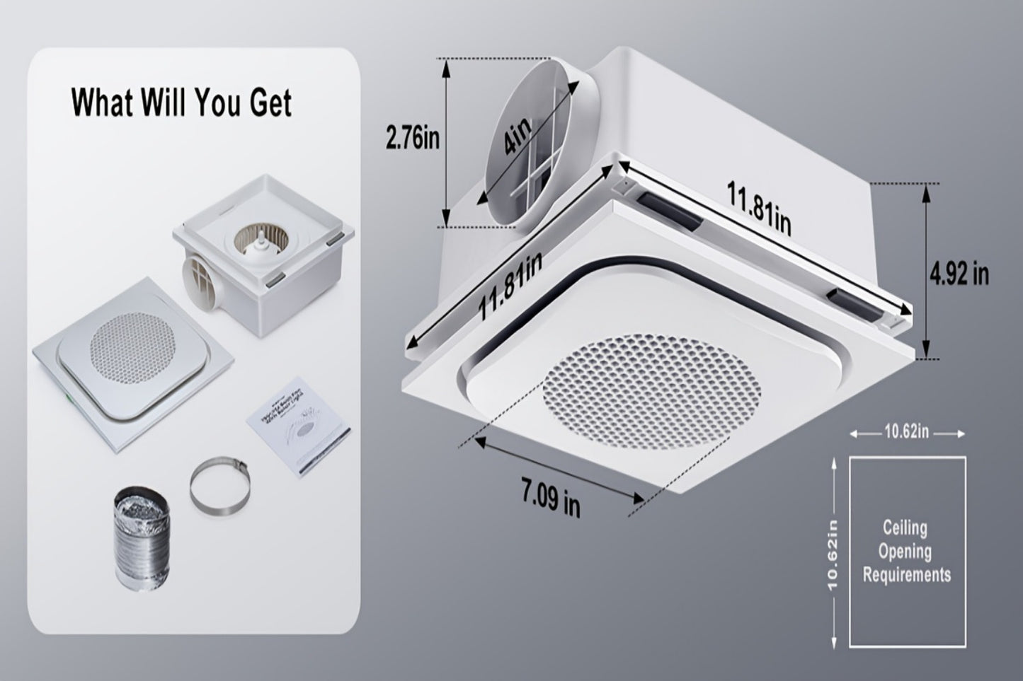 Bathroom Exhaust Fan with Light 150 CFM 1.0 Sone - 40W LED Night Light Ventilation Fan Combo, Quiet Bath Fan with Blue LED, Easy Install, White