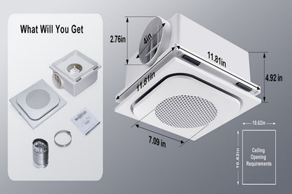 Bathroom Exhaust Fan with Light 150 CFM 1.0 Sone - 40W LED Night Light Ventilation Fan Combo, Quiet Bath Fan with Blue LED, Easy Install, White