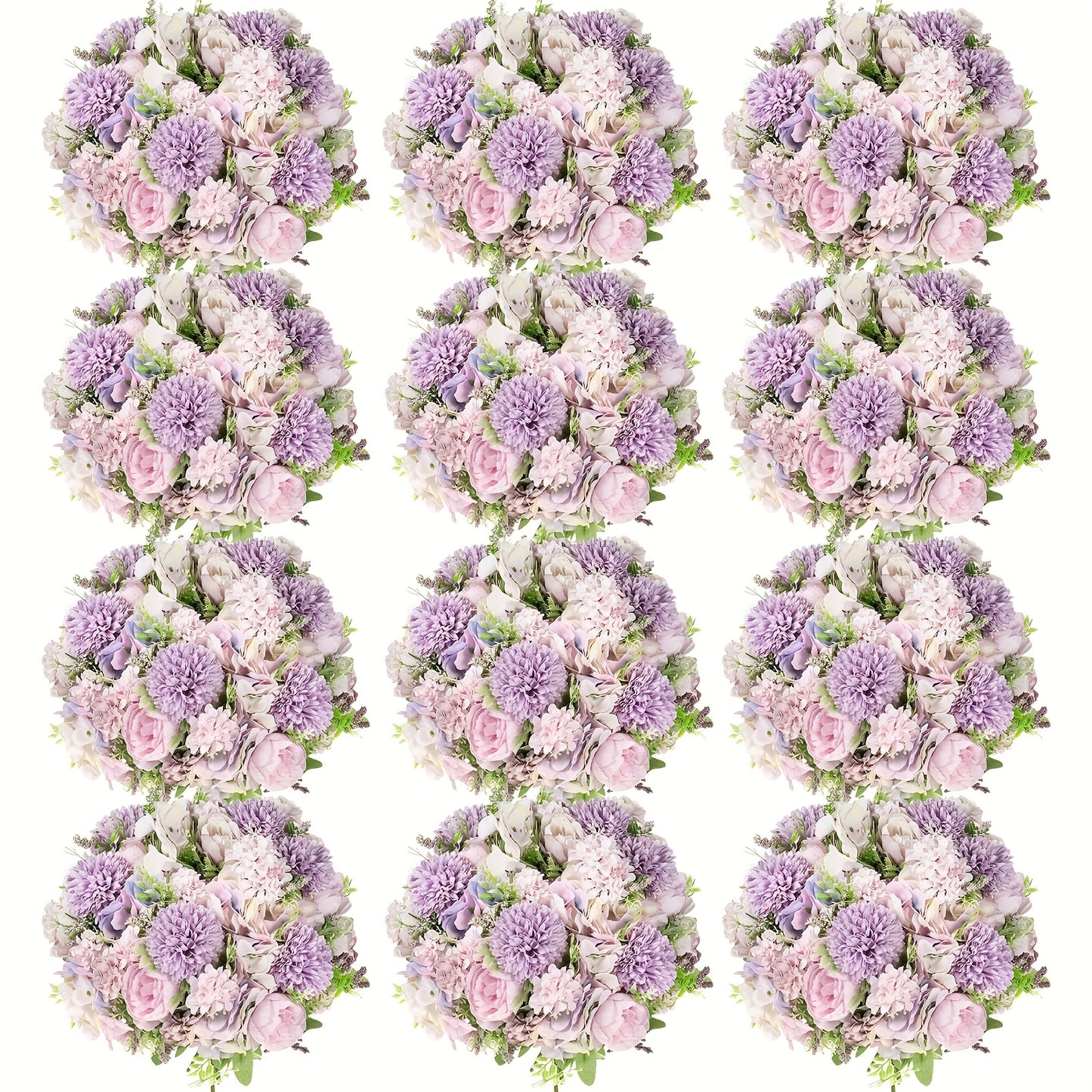 Artificial Peony Flowers 12 Bundles - Faux Peony & Hydrangea Bouquet for Wedding Centerpiece, Table Floral Arrangement, Vase Decor, Home & Holiday Decoration (Blue White, Pink, Purple, White, Green)