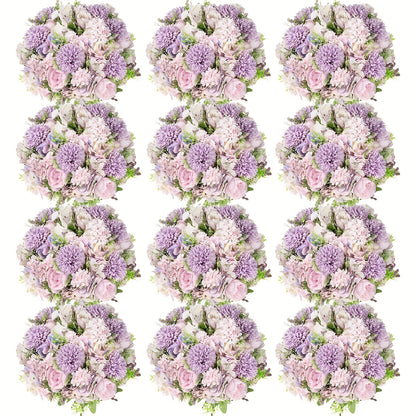 Artificial Peony Flowers 12 Bundles - Faux Peony & Hydrangea Bouquet for Wedding Centerpiece, Table Floral Arrangement, Vase Decor, Home & Holiday Decoration (Blue White, Pink, Purple, White, Green)