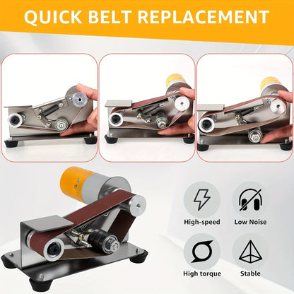Mini Belt Sander 3-in-1 Electric Desktop Knife Sharpener 15 Degree 7 Speed Adjustable Polishing Machine for DIY Metal Wood Handicrafts Cutting Tools with Sanding Belts