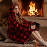 A black and red plaid