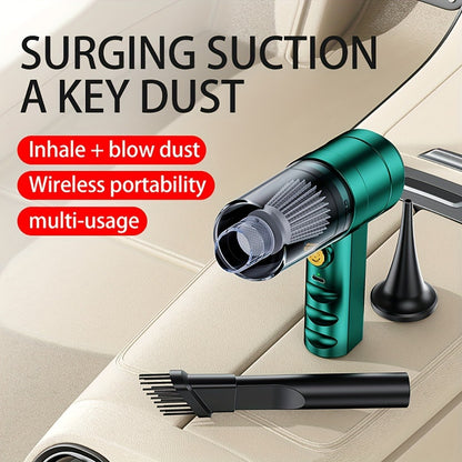 Mini Handheld Vacuum Cordless 4-in-1 Rechargeable | Portable Car Vacuum Cleaner & Air Blower & Hand Pump – Dust Buster for Keyboard, Car Interior, Inflate & Deflate, Green