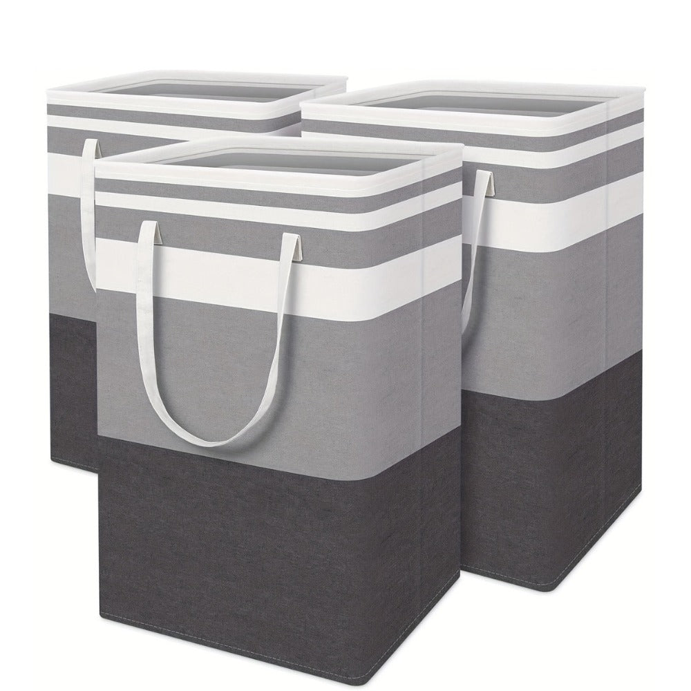 Collapsible Laundry Basket 3 Pack 75L – Freestanding Tall Clothes Hamper with Easy-Carry Handles for Bedroom, Bathroom, Family & Dorm – Large Capacity Folding Laundry Bin Set