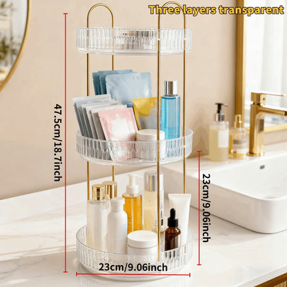 360 Rotating Makeup Organizer Skincare Storage Rack - Multi-Layer Detachable Cosmetic Organizer for Perfume, Lipstick, Skincare, Desktop Vanity Organizer for Bathroom & Bedroom