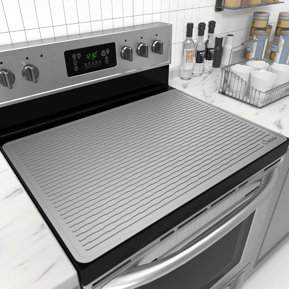 Silicone Stove Top Cover Mat 30x21in – Thick Anti-Slip Glass Cooktop Protector, Heat Resistant Electric Stove Cover, Kitchen Countertop Mat & Dish Drying Pad for Home & Restaurant