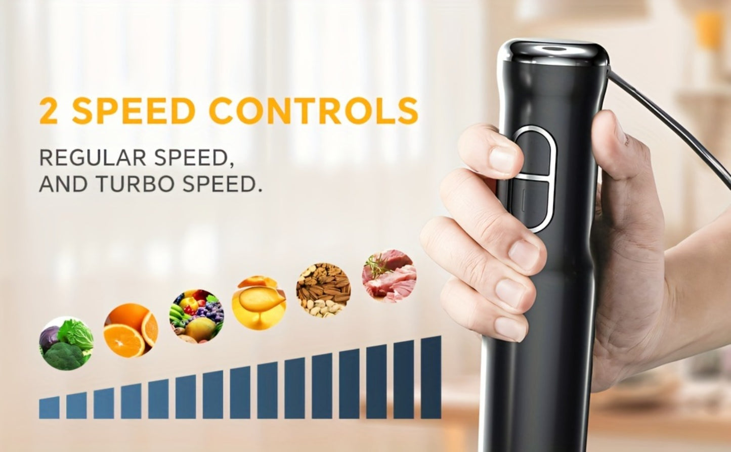 Immersion Blender 400W Handheld Stick Mixer with 2 Speeds & Turbo Mode 304 Stainless Steel Blades – Corded Hand Blender with Detachable Base for Soup Smoothie Puree Baby Food