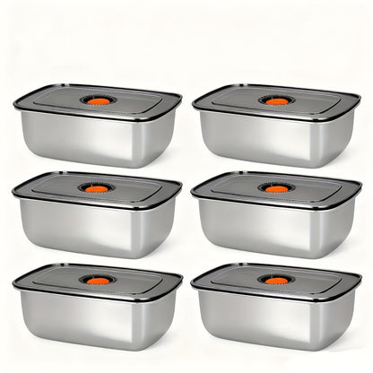 Stainless Steel Lunch Boxes, Set of 6 Large 50.72 oz Food Storage Containers with Lids – Airtight Stackable Refrigerator Storage Containers for Meal Prep, Leftovers, Kitchen and Office