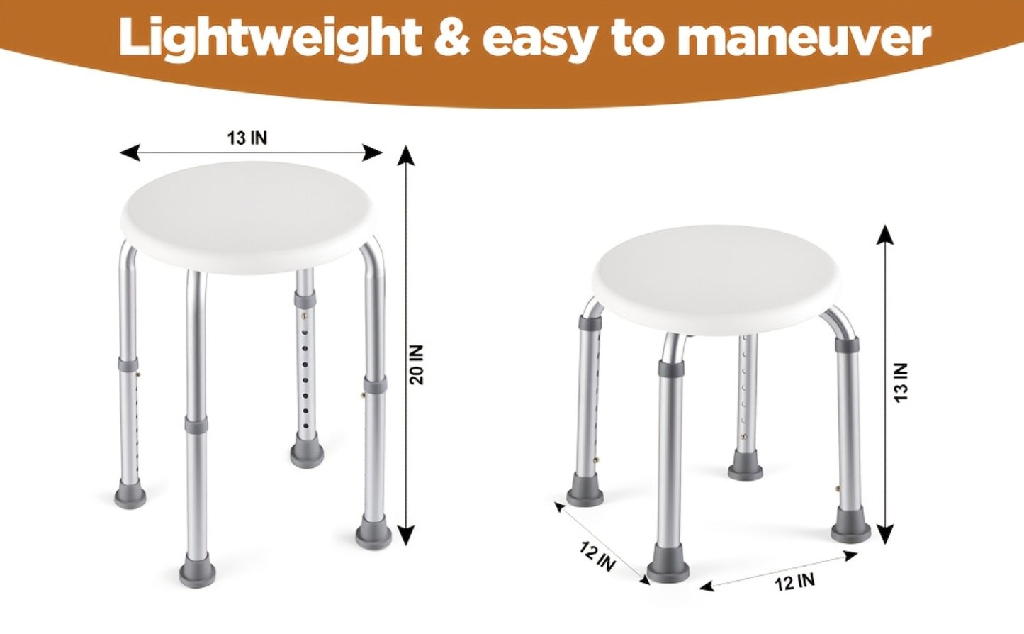 Shower Stool for Inside Shower – Adjustable Height Non-Slip Bath Seat, 300 LBS Capacity, Stable Bathroom Stool for Sitting, Fits Showers & Bathtubs, Lightweight & Easy Assembly