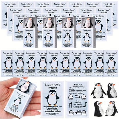 Emotional Support Penguin Resin Cards 36 Sets – Positive Affirmation Appreciation Gifts for Teachers Volunteers Employees Coworkers, Mental Health Uplifting Messages, Graduation Desk Decor Gift