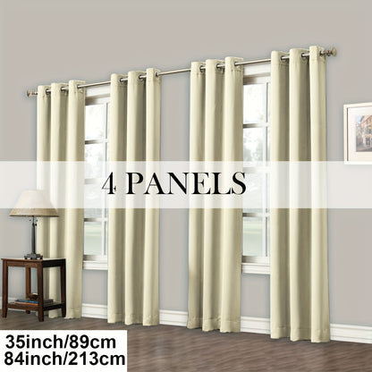Blackout Curtains Grommet Top Room Darkening Window Drapes 4 Panels Set Living Room Bedroom