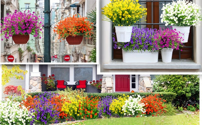 Artificial Flowers Outdoor UV Resistant 40 Bundles Fake Flowers for Home Garden Decor, Faux Floral Greenery Shrubs Plants for Party Table DIY Decoration Mix Colors