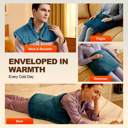 Graphene Heating Pad for Neck Shoulders & Back – 130W Weighted Electric Pad, Soft Flannel, Multiple Heat Settings, Timer & Auto Shut-Off, Machine Washable, 22"x18"