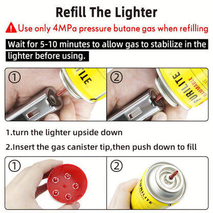 Windproof Torch Lighter 5 Pack Outdoor Butane Gas Lighter Set 1300 1800 Degree Blue Flame Safety Lock Gift Box Camping BBQ Candle Fireplace Butane Not Included