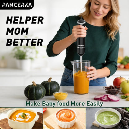 Immersion Blender 8-in-1 Electric Hand Blender with Turbo Mode & Detachable Base – 304 Stainless Steel Handheld Blender with Whisk Milk Frother Attachments for Smoothies Soups Baby Food Puree
