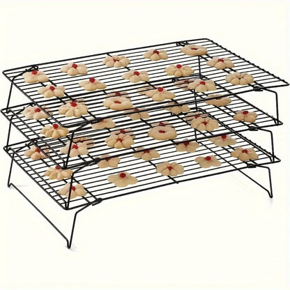 Cooling Rack for Baking Set of 3 Collapsible Stackable Wire Rack Oven Safe Stainless Steel Cookie Cooling Rack Kitchen Baking Rack for Cake Bread Cookies Roasting Air Frying