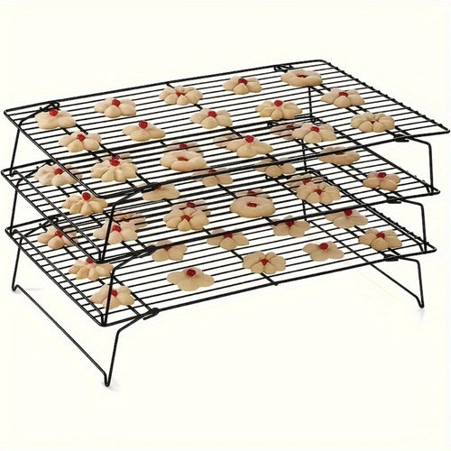 Cooling Rack for Baking Set of 3 Collapsible Stackable Wire Rack Oven Safe Stainless Steel Cookie Cooling Rack Kitchen Baking Rack for Cake Bread Cookies Roasting Air Frying