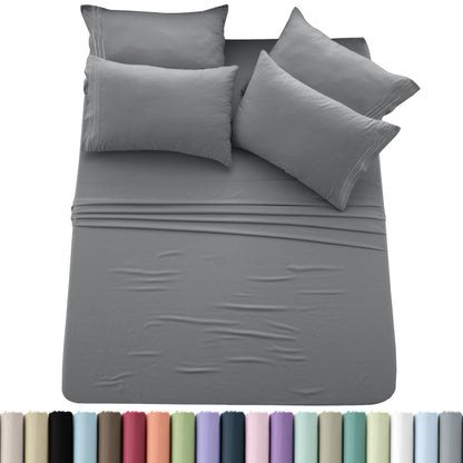 Brushed Microfiber Sheet Set 6pcs – Soft Fade-Resistant Bedding 20 Colors Twin Twin XL Full Queen King Cal King Fitted Flat Pillowcases