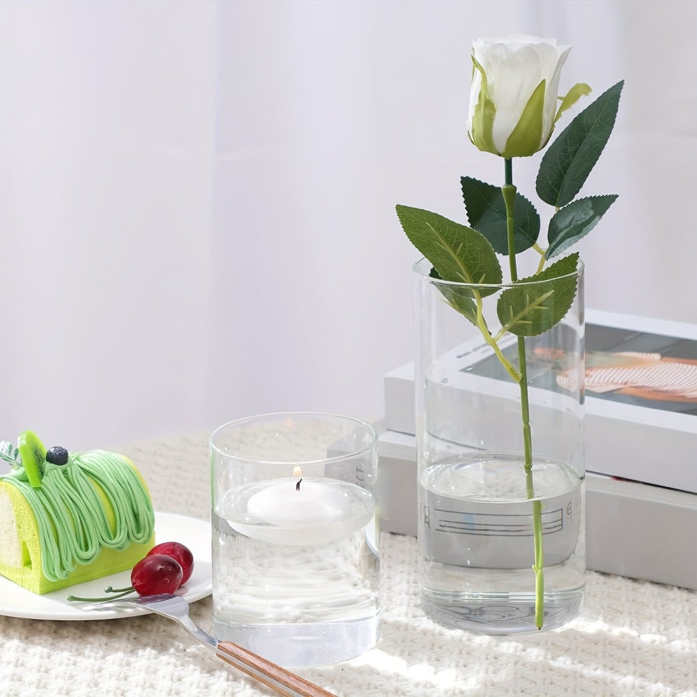 Glass Cylinder Vases Set 12 or 24pcs Clear Tall Flower Vase Candle Holder 4 Sizes for Wedding Centerpieces Home Decor Party Table Decoration DIY Candle Making