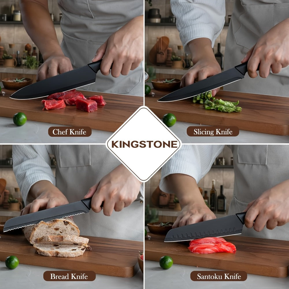Kitchen Knife Set 15 Piece with Block & Scissors – Professional Chef Knives High Carbon Stainless Steel, Ultra-Sharp Blade, Ergonomic Handle, Home & Restaurant Use, Ideal Holiday Gift