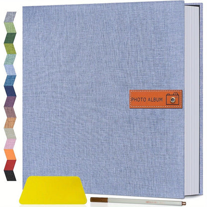 Self Adhesive Photo Album Scrapbook – Large Linen Cover Memory Book for 4x6 5x7 8x10 Photos, DIY Picture Book with Metal Pen, Gift for Mom, Baby, Wedding, Valentine's Day & Mother's Day, 40 & 60 Pages