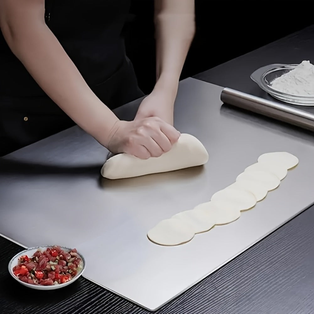 Stainless Steel Cutting Board Extra Large 304 Steel Anti-Slip L-Edge for Baking Kneading Dough BBQ Kitchen Chopping Board 3 Sizes