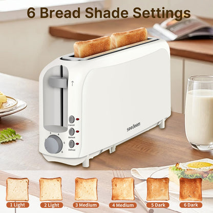2-Slice Toaster – 6 Shade Settings, Cancel, Reheat & Defrost Functions, Removable Crumb Tray, 750W Compact Design for Bread, Waffles & Bagels, Available in Red, White, Black, Yellow, Pink & Blue